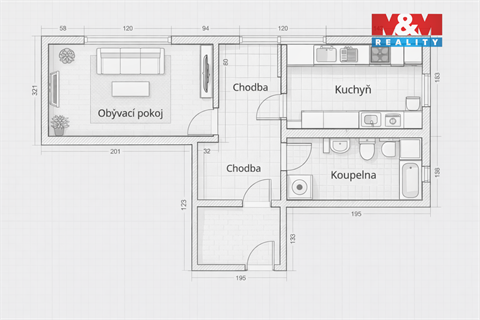 Pronájem bytu 1+1, 44 m² - 0
