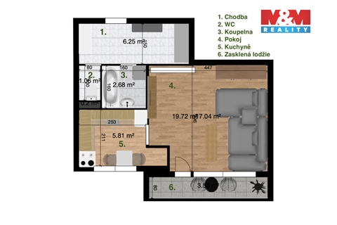 Pronájem bytu 1+1, 31 m² 8