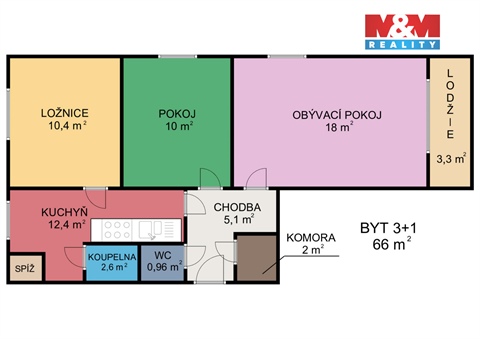 Prodej bytu 3+1, 66 m² 2