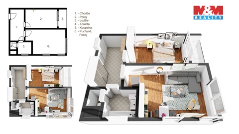 Pronájem bytu 2kk, 56 m² 2