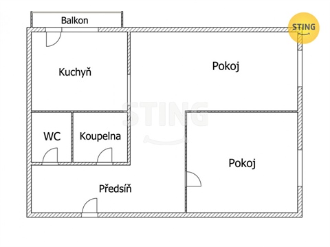 Pronájem bytu 2+1, 49 m² - 2