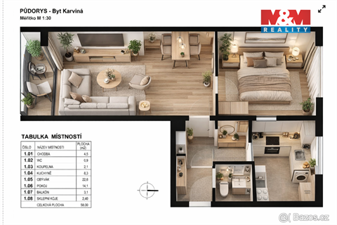 Prodej bytu 2+1, 58 m² 12