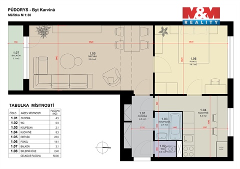 Prodej bytu 2+1, 58 m² 8