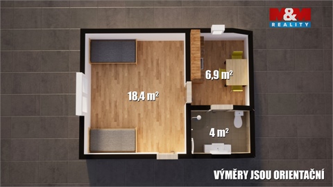 Pronájem bytu 1kk, 30 m² - 6