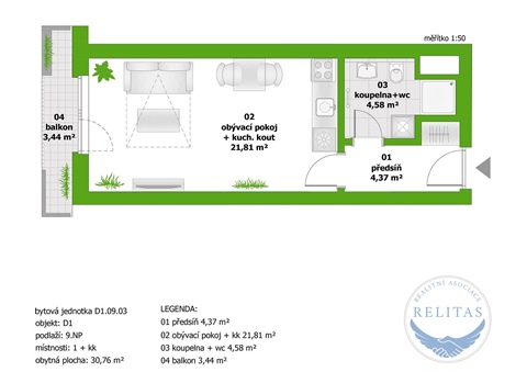 Pronájem bytu 1kk, 30 m² - 4