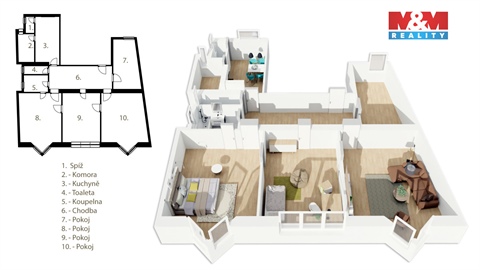 Pronájem bytu 4+1, 105 m² - 0