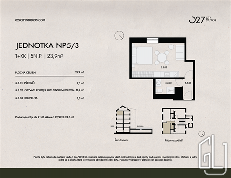 Prodej bytu 1kk, 23 m² - 0