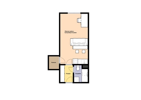 Pronájem bytu 1kk, 29 m² - 0