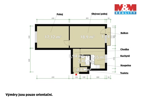 Prodej bytu 2+1, 55 m² 14