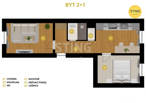 Pronájem bytu 2+1, 44 m² - 4