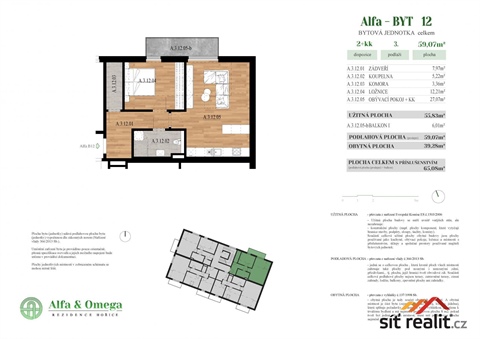 Prodej bytu 2kk, 59 m² 2