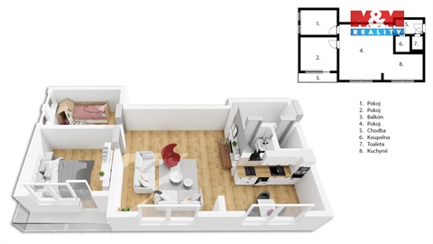 Prodej bytu 3+1, 57 m² - 0