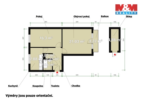 Prodej bytu 2+1, 56 m² - 2