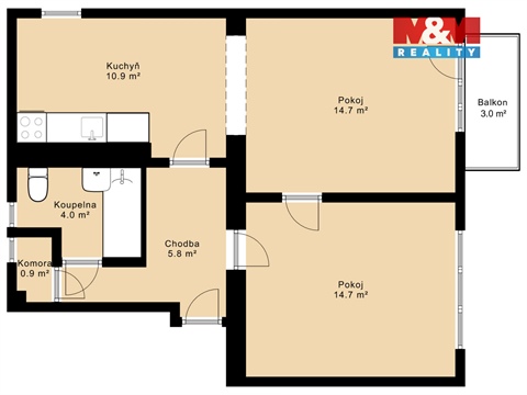 Pronájem bytu 2+1, 54 m² 12