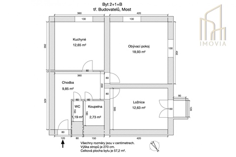 Prodej bytu 2+1, 57 m² 2
