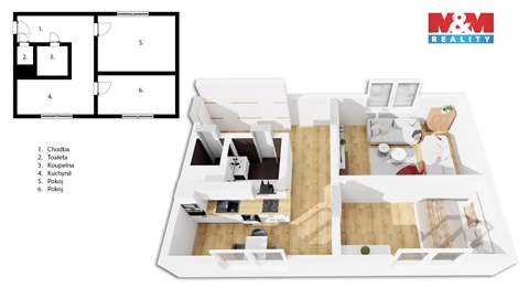 Prodej bytu 2+1, 56 m² - 0