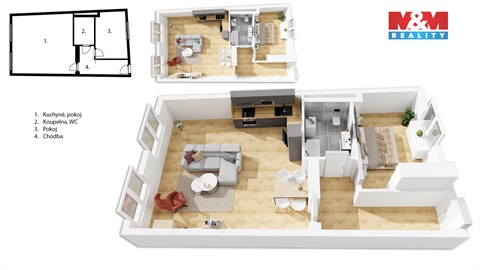 Prodej bytu 2kk, 57 m² - 2