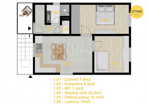 Prodej bytu 3kk, 60 m² 4
