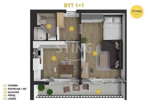 Prodej bytu 1+1, 35 m² 2