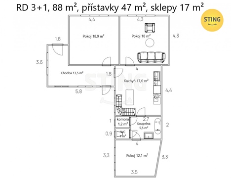 Prodej rodinného domu, 57 m² - 16