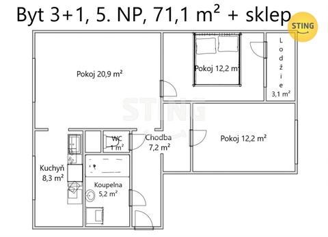 Prodej bytu 3kk, 69 m² - 16
