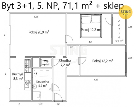 Prodej bytu 3kk, 69 m² 16