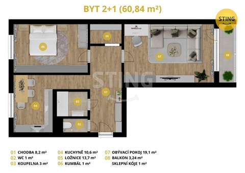 Prodej bytu 2+1, 60 m² 0