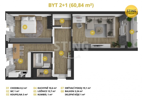 Prodej bytu 2+1, 60 m² 2