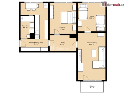Pronájem bytu 3+1, 78 m² 2