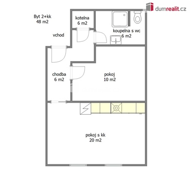 Pronájem bytu 2kk, 48 m² - 4