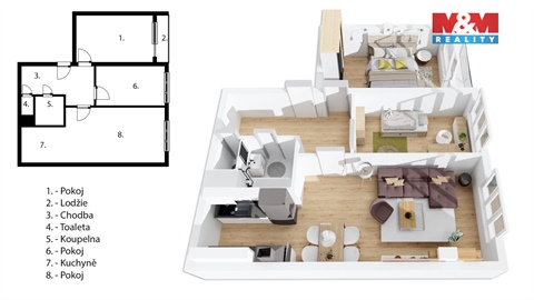 Prodej bytu 3kk, 60 m² 2