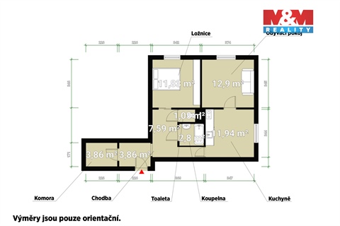 Prodej bytu 2+1, 57 m² - 0