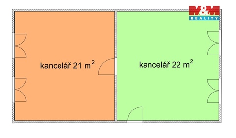 Pronájem kanceláře, 43 m² 2