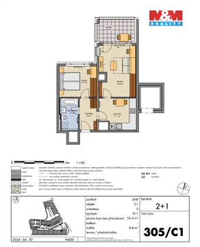 Prodej bytu 2+1, 56 m² 2