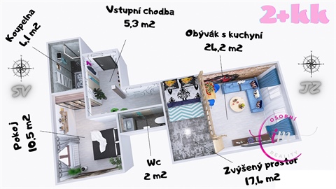 Prodej bytu 2kk, 65 m² 2