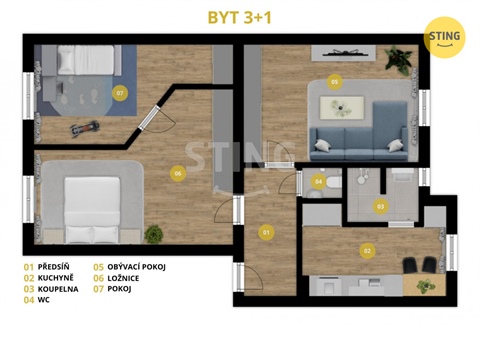 Prodej bytu 3+1, 69 m² - 2