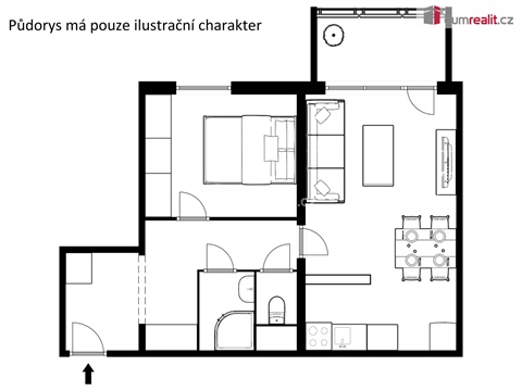 Pronájem bytu 2kk, 44 m² - 2