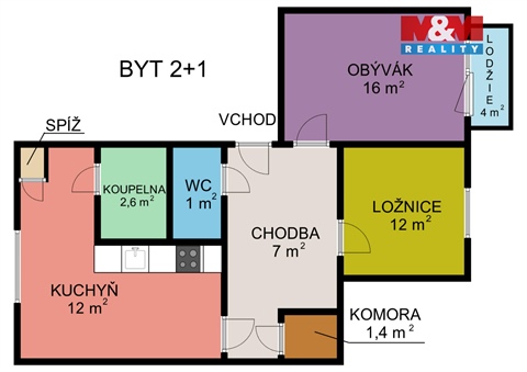 Prodej bytu 2+1, 54 m² - 0