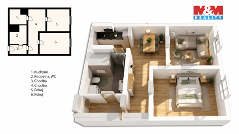Prodej bytu 2+1, 45 m² - 0