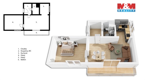 Prodej bytu 2+1, 46 m² - 0