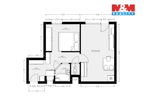 Prodej bytu 2kk, 43 m² 8