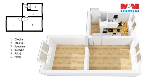 Prodej bytu 2+1, 58 m² - 0