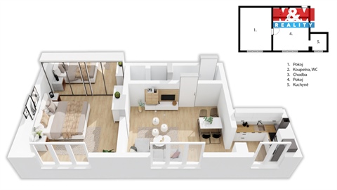 Prodej bytu 2kk, 53 m² 2