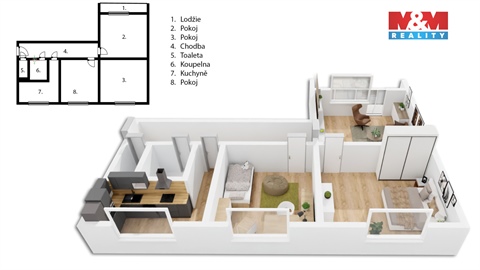 Prodej bytu 3+1, 69 m² 2