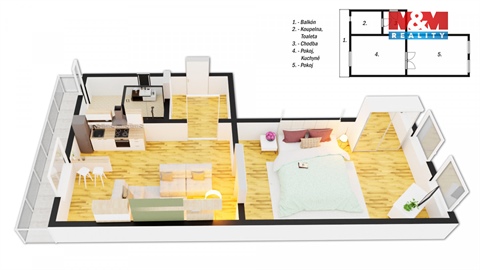 Pronájem bytu 2kk, 47 m² - 0