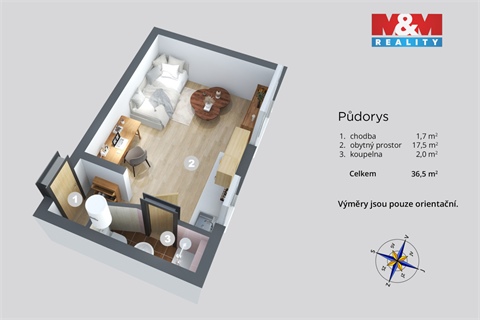 Pronájem bytu 1kk, 19 m² - 8