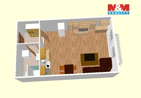 Pronájem bytu 1kk, 27 m² - 2