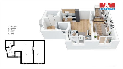 Pronájem bytu 2kk, 35 m² - 6