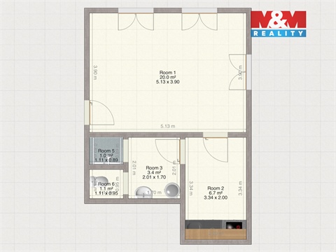 Pronájem bytu 2kk, 40 m² - 0