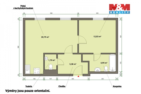 Pronájem bytu 2kk, 45 m² - 2